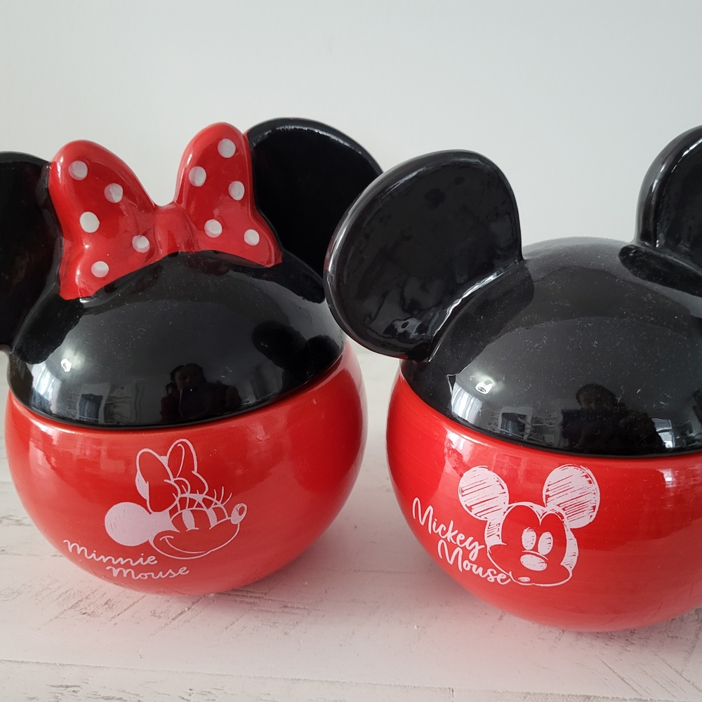 Disney Red and Black Mickey and Minnie Mouse Candy Cookie Jar